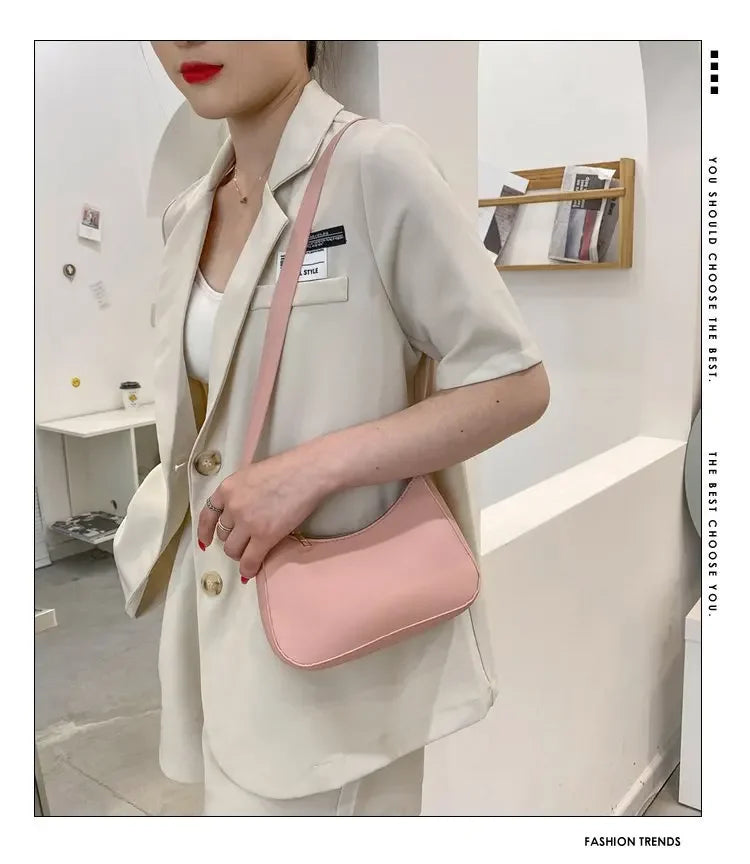 Women’s Fashion PU Leather Shoulder Bag – Retro Solid Colour Hobo Handbag for Work and Casual Wear