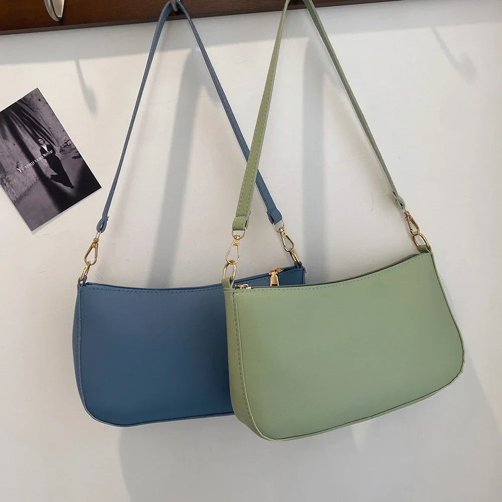 Women’s Fashion PU Leather Shoulder Bag – Retro Solid Colour Hobo Handbag for Work and Casual Wear