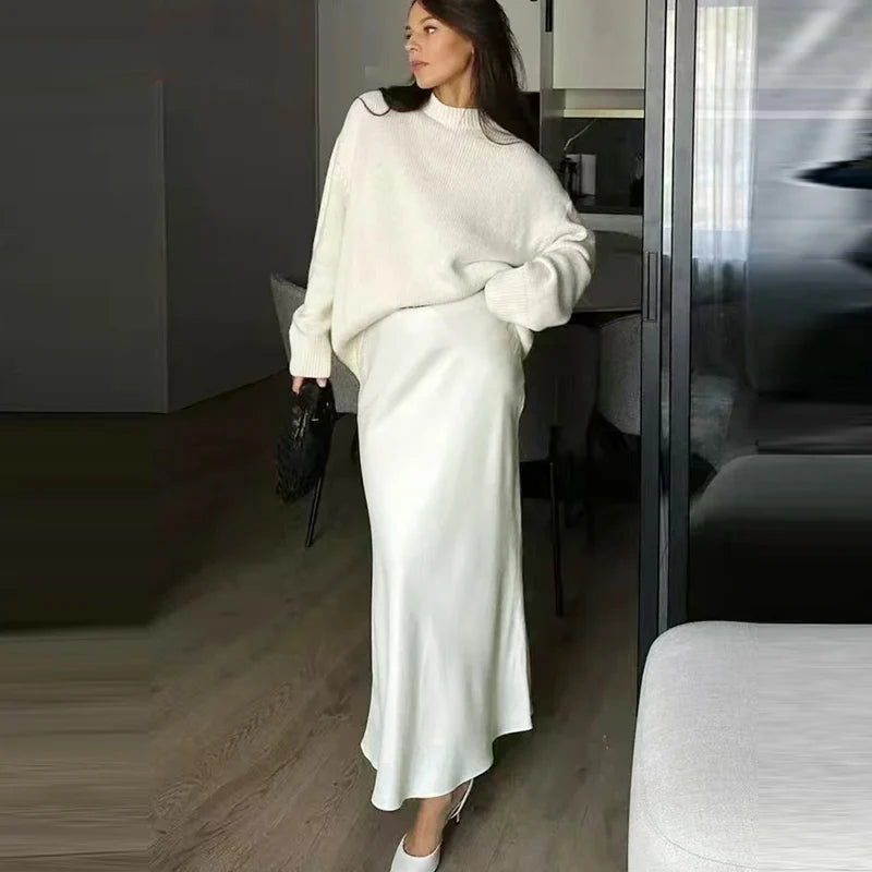 Satin High-Waist Satin Skirt – Effortless Chic