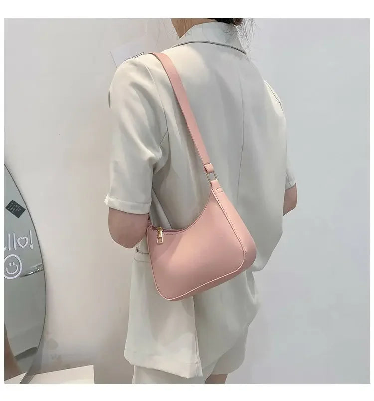 Women’s Fashion PU Leather Shoulder Bag – Retro Solid Colour Hobo Handbag for Work and Casual Wear
