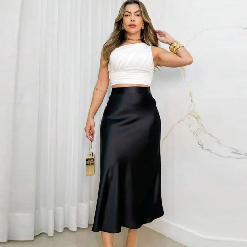 Satin High-Waist Satin Skirt – Effortless Chic