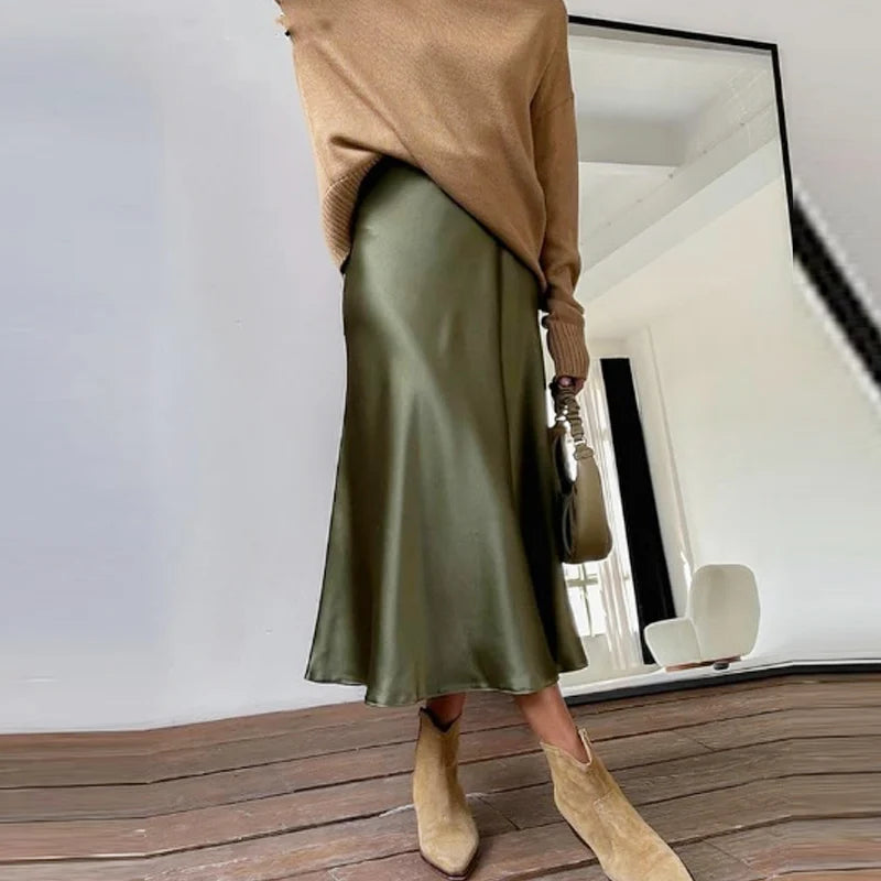 Satin High-Waist Satin Skirt – Effortless Chic