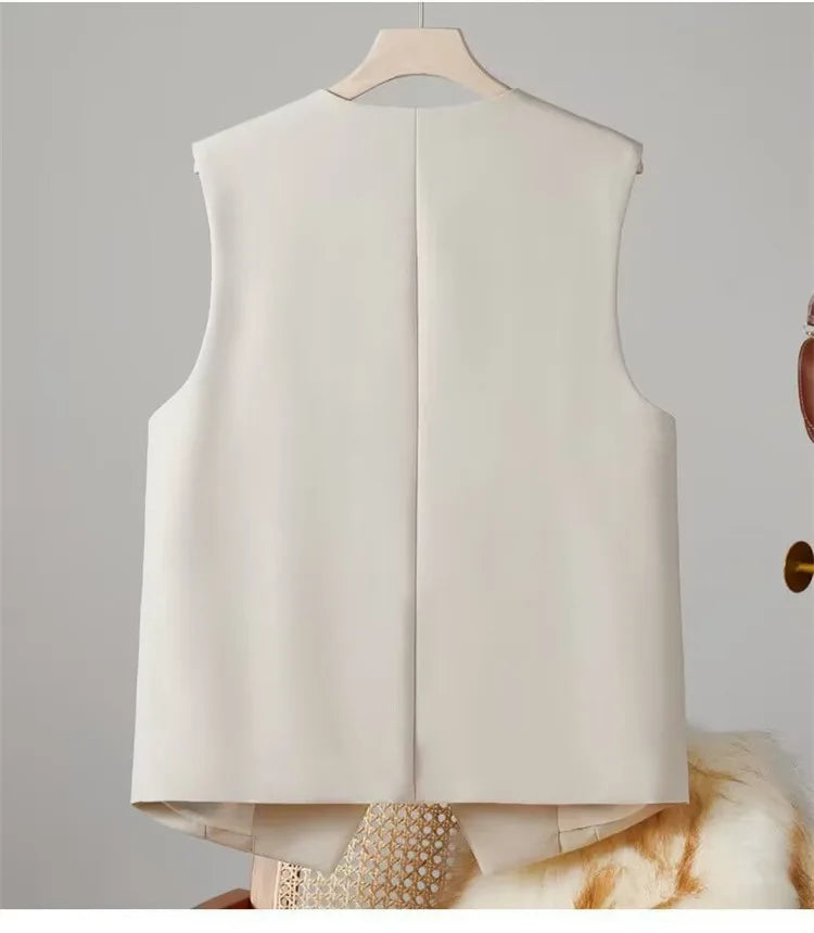 Elegant Women’s V-Neck Suit Vest – Sleeveless Business Waistcoat