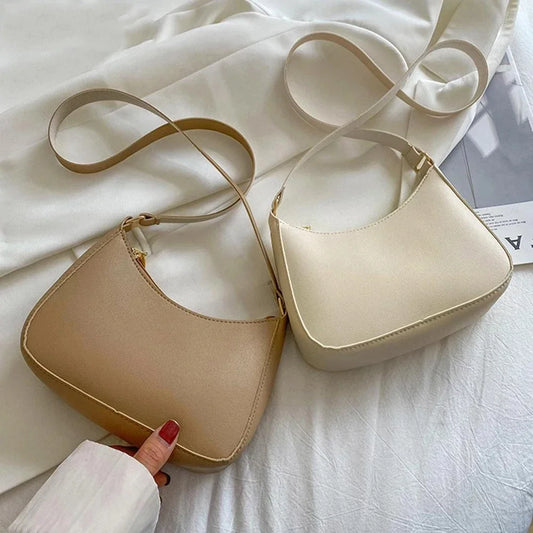 Women’s Fashion PU Leather Shoulder Bag – Retro Solid Colour Hobo Handbag for Work and Casual Wear