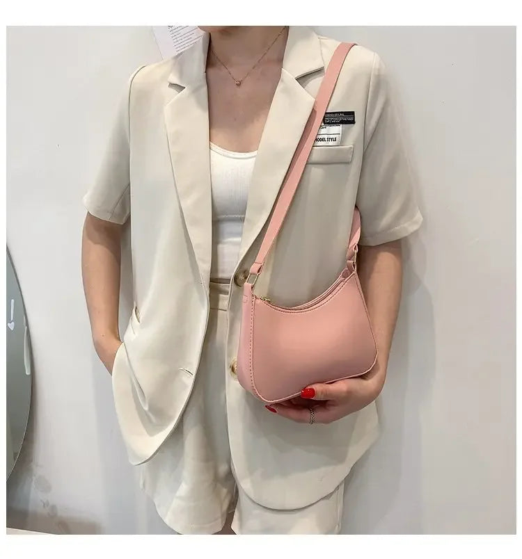 Women’s Fashion PU Leather Shoulder Bag – Retro Solid Colour Hobo Handbag for Work and Casual Wear
