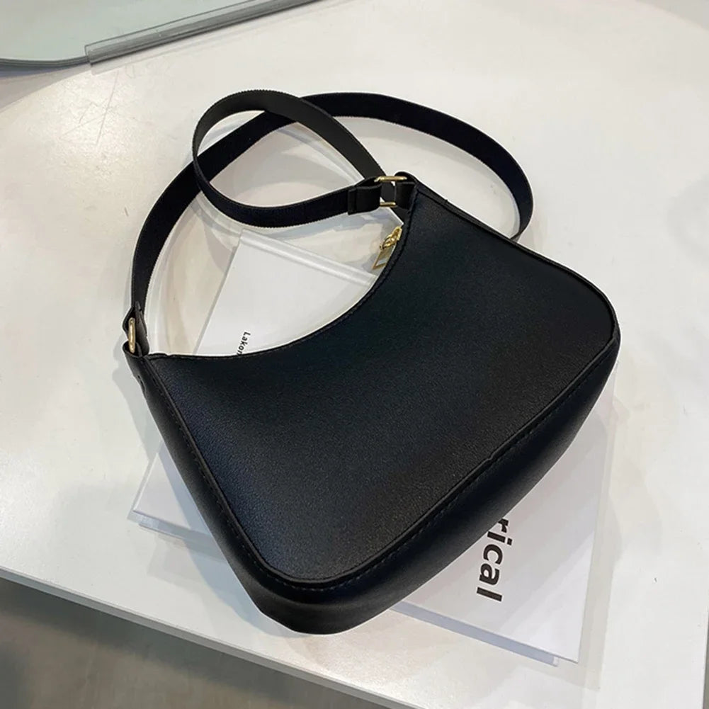 Women’s Fashion PU Leather Shoulder Bag – Retro Solid Colour Hobo Handbag for Work and Casual Wear