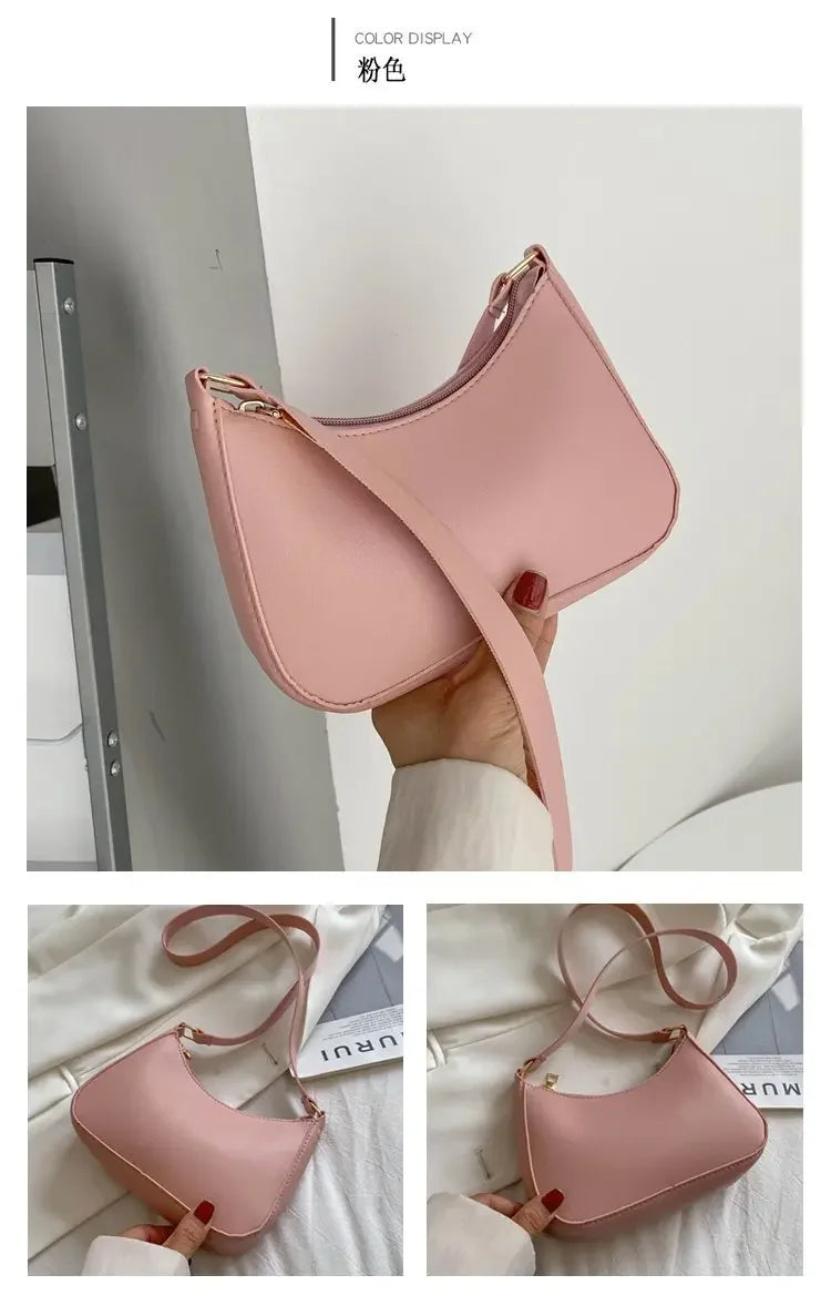 Women’s Fashion PU Leather Shoulder Bag – Retro Solid Colour Hobo Handbag for Work and Casual Wear