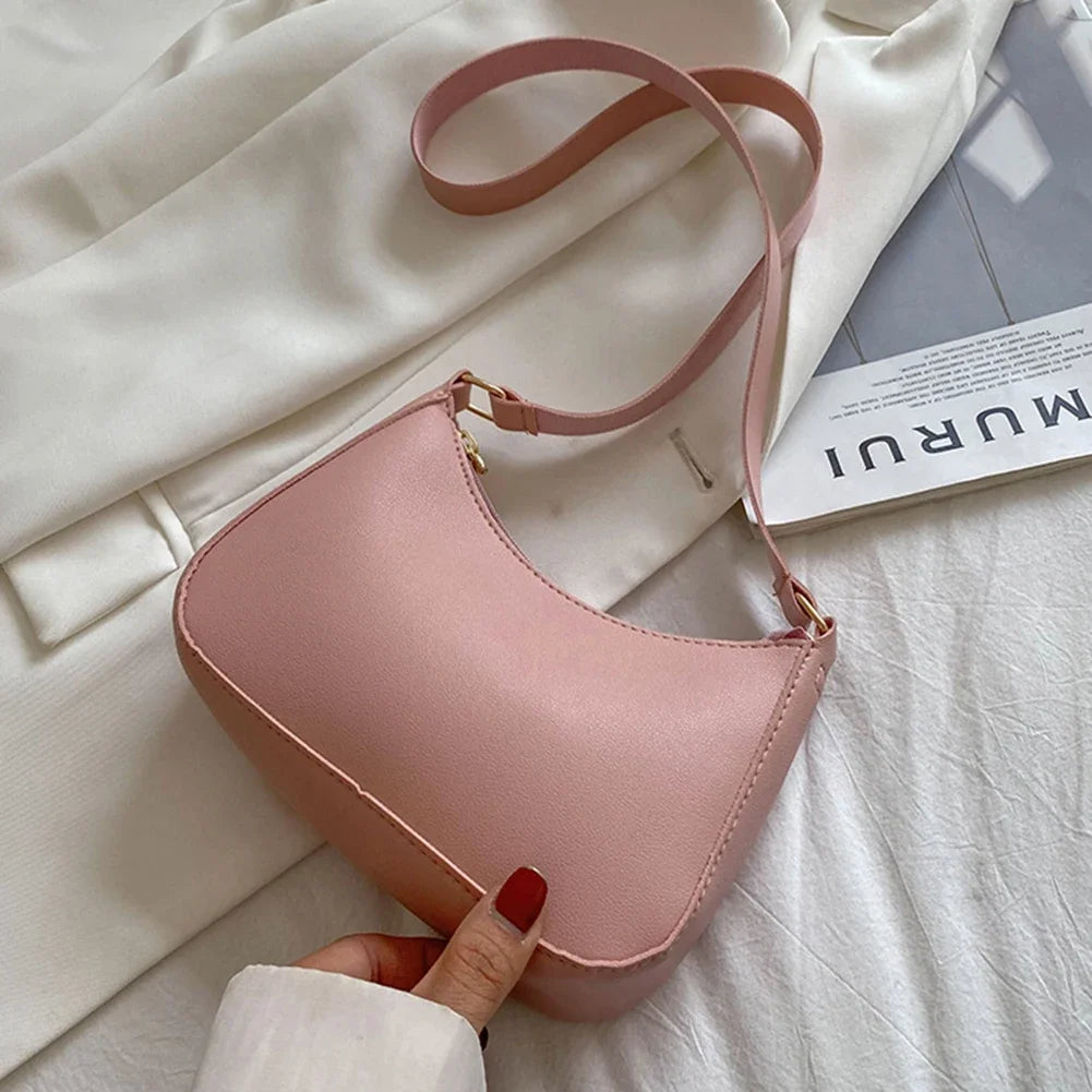 Women’s Fashion PU Leather Shoulder Bag – Retro Solid Colour Hobo Handbag for Work and Casual Wear
