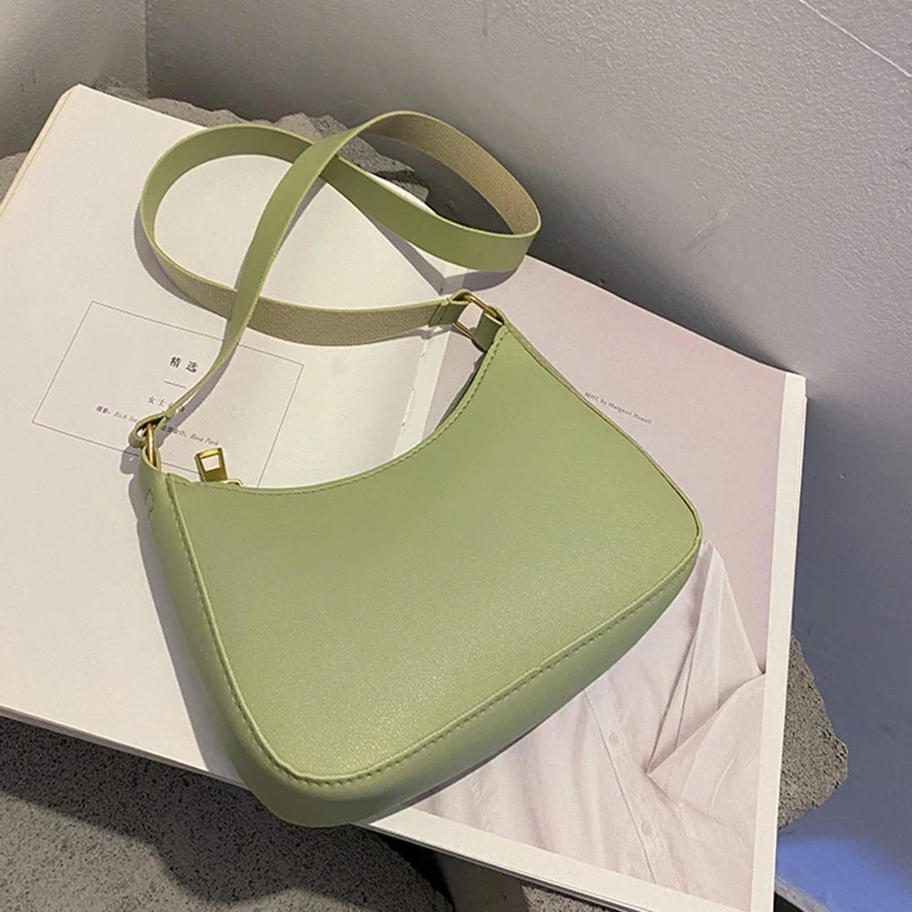 Women’s Fashion PU Leather Shoulder Bag – Retro Solid Colour Hobo Handbag for Work and Casual Wear