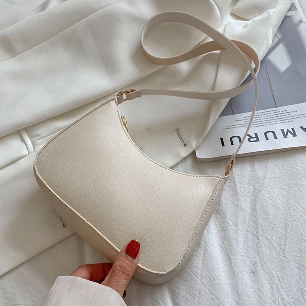 Women’s Fashion PU Leather Shoulder Bag – Retro Solid Colour Hobo Handbag for Work and Casual Wear