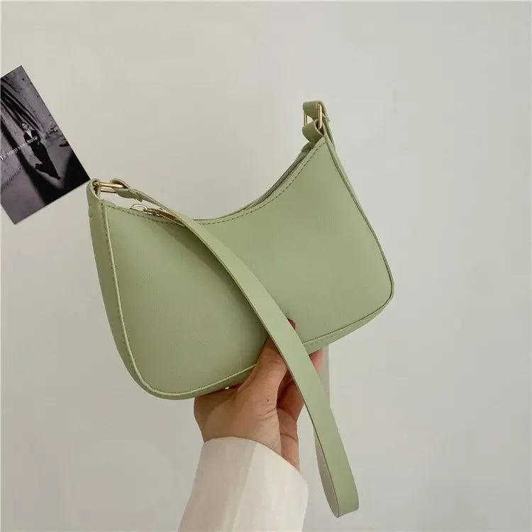 Women’s Fashion PU Leather Shoulder Bag – Retro Solid Colour Hobo Handbag for Work and Casual Wear