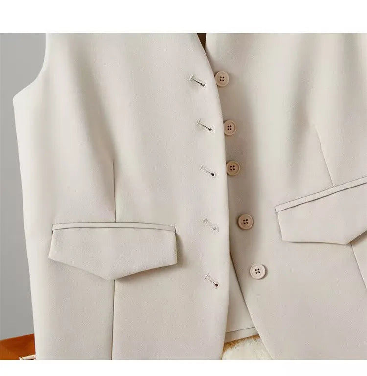 Elegant Women’s V-Neck Suit Vest – Sleeveless Business Waistcoat