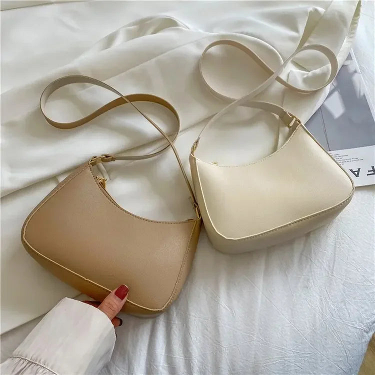 Women’s Fashion PU Leather Shoulder Bag – Retro Solid Colour Hobo Handbag for Work and Casual Wear