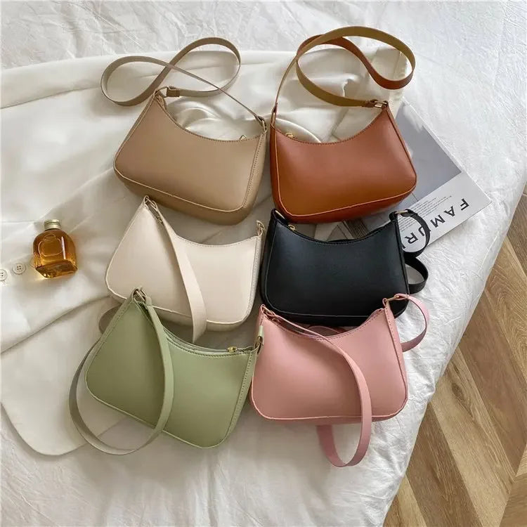 Women’s Fashion PU Leather Shoulder Bag – Retro Solid Colour Hobo Handbag for Work and Casual Wear