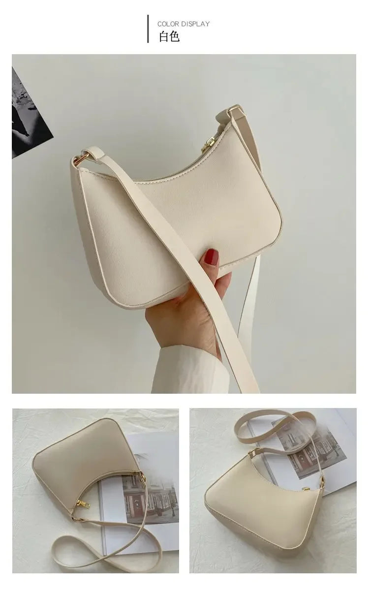 Women’s Fashion PU Leather Shoulder Bag – Retro Solid Colour Hobo Handbag for Work and Casual Wear