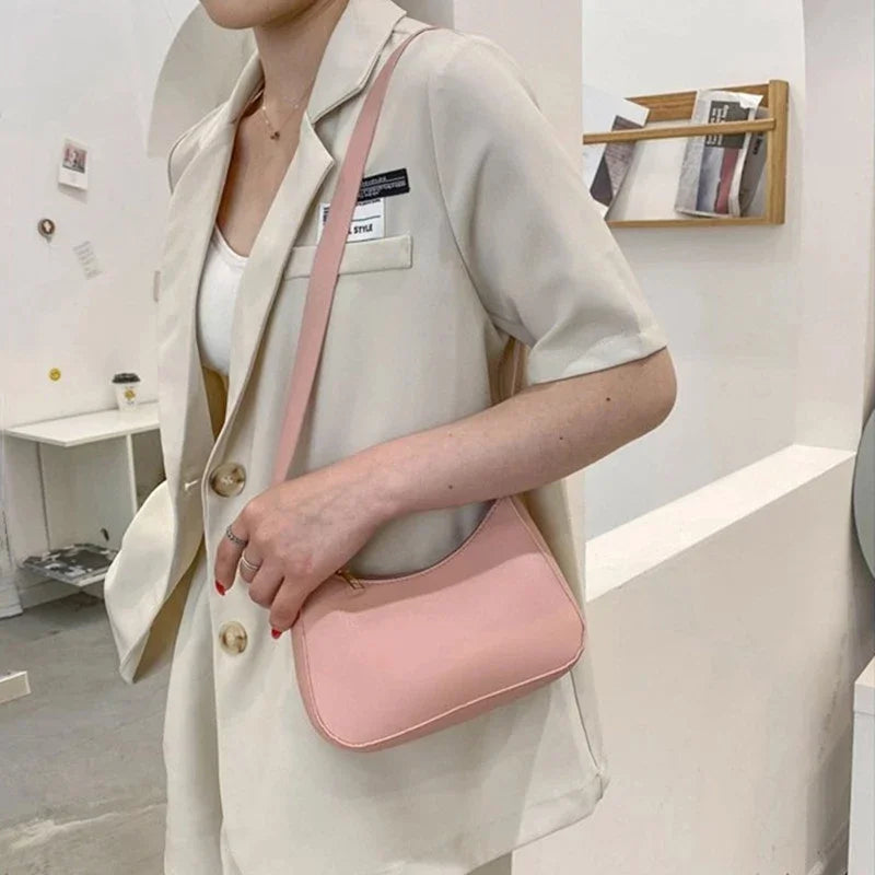 Women’s Fashion PU Leather Shoulder Bag – Retro Solid Colour Hobo Handbag for Work and Casual Wear